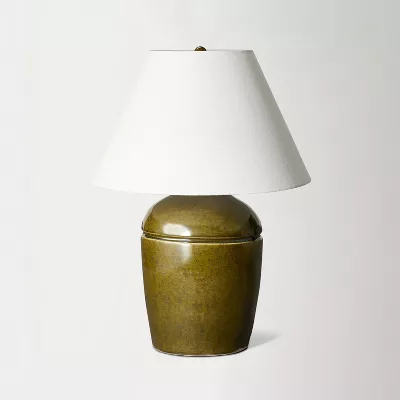 Photo 1 of Medium High Gloss Ceramic Table Lamp Green - Threshold™ designed with Studio McGee
