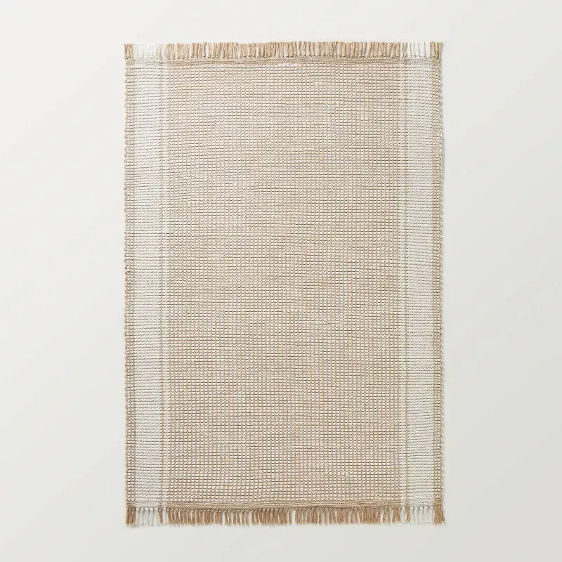 Photo 1 of Wide Border Stripe Handmade Woven Area Rug Tan/Cream - Hearth & Hand™ with Magnolia
