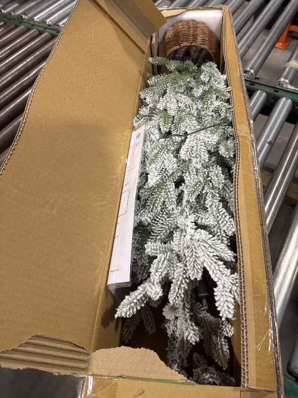 Photo 1 of 40" Pre- Led Glitter Flocked Balsam Fir in Basket Mini Artificial Christmas Tree Warm White Lights - Wondershop™