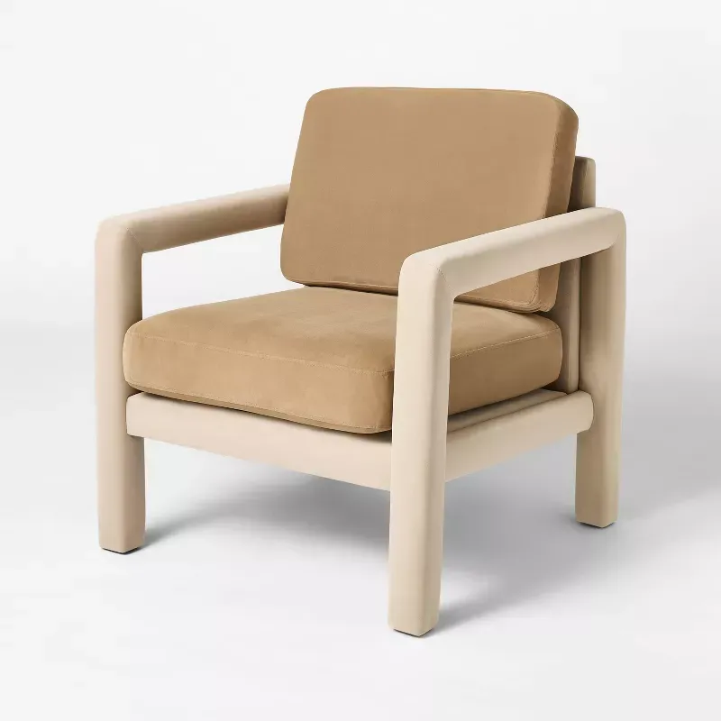 Photo 1 of Upholstered Sculptural Accent Chair Brown - Threshold™ designed with Studio McGee
