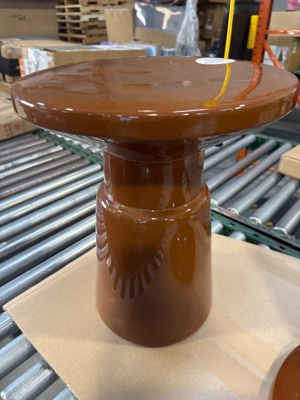 Photo 2 of Ceramic Accent Table Brown - Threshold™ designed with Studio McGee: Glazed No Assembly Round Furniture, 200lb Capacity
