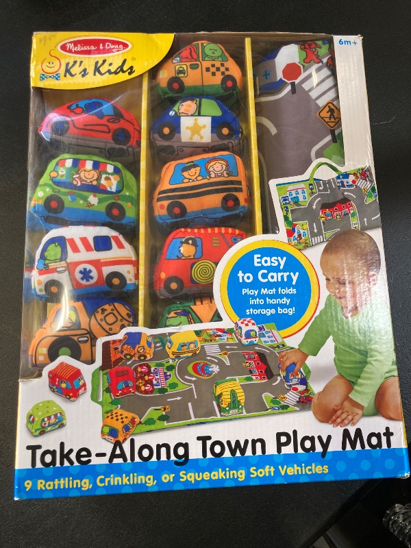 Photo 2 of Melissa & Doug Take-Along Town Play Mat (19.25 x 14.25 inches) With 9 Soft Vehicles