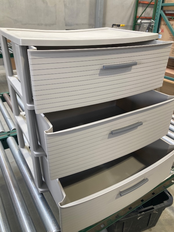 Photo 2 of 3 Drawer Wide Tower Light Gray - Brightroom™: Plastic Storage Drawers, Portable Universal Storage, No Assembly Required