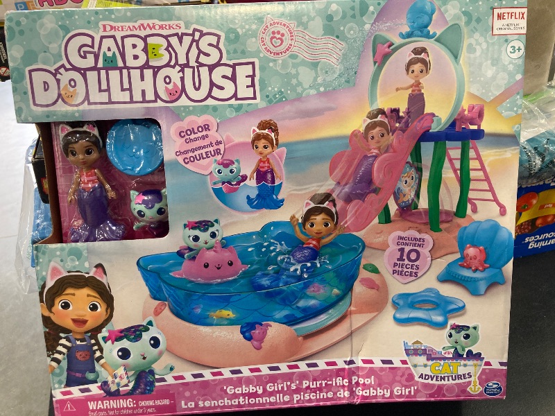 Photo 2 of Purr-ific Pool Playset with Gabby and MerCat Figures, & Pool Accessories