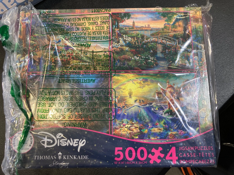 Photo 2 of Ceaco - 4 in 1 Multipack - Thomas Kinkade - Disney Dreams Collection - Donald & Daisy Duck, 101 Dalmatians, Mickey, Minnie, & Pluto, & The Little Mermaid - (4) 500 Piece Jigsaw Puzzles