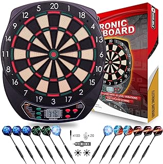 Photo 1 of WIN.MAX Electronic Dart Board Soft Tip Dartboard Set LCD Display with 12 Darts 100 Tips Power Adapter