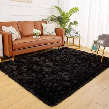 Photo 1 of Fluffy Area Rug In Black Medium.