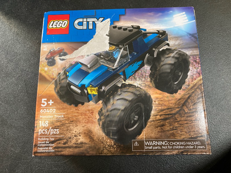 Photo 1 of LEGO City Blue Monster Truck Off-Road Toy Playset with a Driver Minifigure, Imaginative Toys for Kids, Fun Gift for Boys and Girls Aged 5 Plus, Mini Monster Truck, 60402
