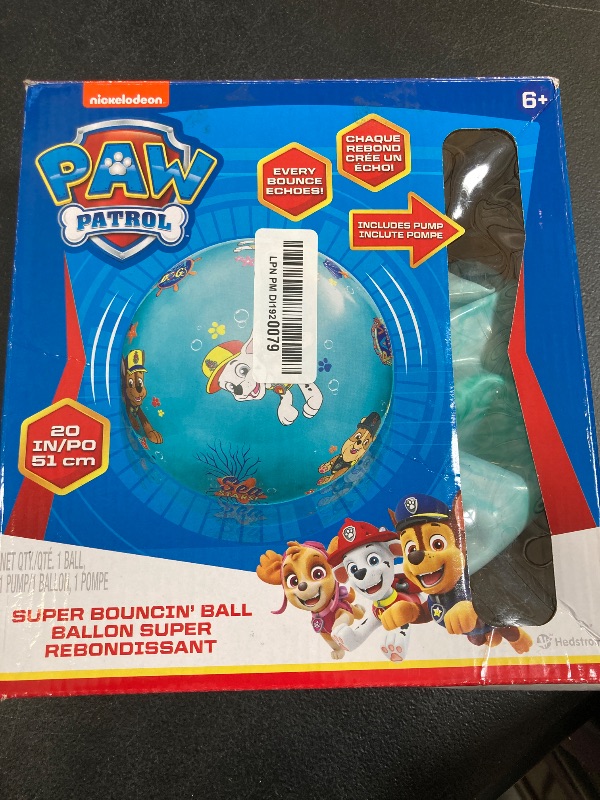 Photo 1 of Hedstrom 20 Inch Super Bouncing Ball with Pump, Paw Patrol