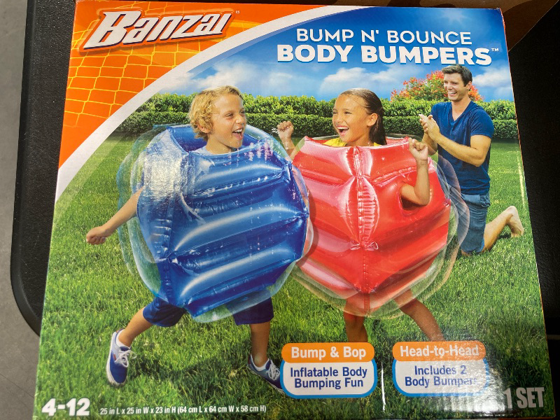 Photo 2 of BANZAI: Bump N' Bounce Body Bumpers, A Game of Bumping & Bopping, 2 Bumpers Included in Red & Blue, Fun & Safe Cushion Inflatable Surface, For Ages 4 and up