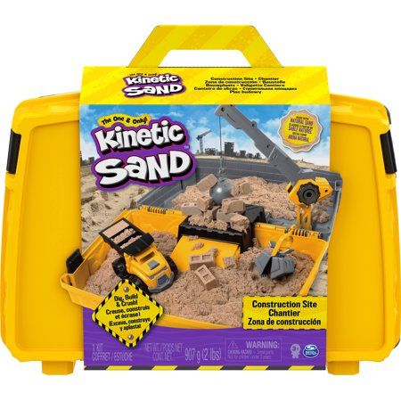 Photo 1 of Kinetic Sand 6055877 Construction Site Folding Sandbox Playset with Vehicle and 907g, Kids Aged 3 and up, Grey