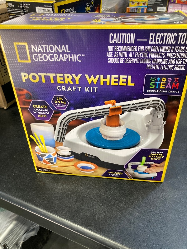 Photo 2 of NATIONAL GEOGRAPHIC Pottery Wheel for Kids – Complete Pottery Kit for Beginners, Plug-in Motor, 2 lbs. Air Dry Clay, Sculpting Clay Tools, Apron & More, Patented Design, Craft Kit 