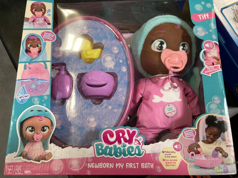 Photo 2 of Cry Babies Newborn My First Bath Tiff - Interactive Baby Doll Bathtub Set with 20+ Baby Sounds, Girls & Kids Age 18M and Up