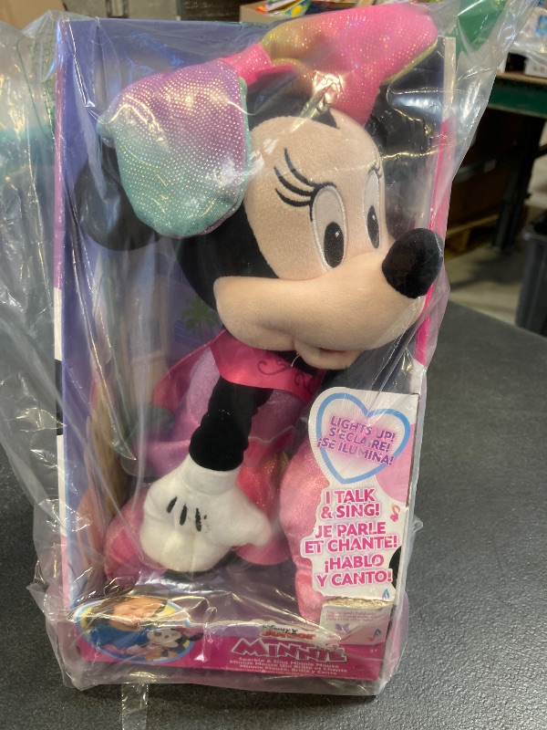 Photo 1 of Disney Junior Minnie Mouse Sparkle and Sing 13-inch Feature Plush with Lights and Sounds, Kids Toys for Ages 3+