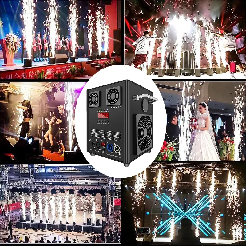 Photo 2 of Otufan 700W Cold Spark Machine Sparklers Machine for Wedding DMX Firework Machine Smart Stage Special Effect Machine for Wedding Party DJ Disco, Black
