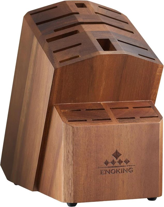 Photo 1 of ENOKING 20 Slots Knife Storage Holder, 9.8" Acacia Wood Knife Block Holder Organizer Without Knives
