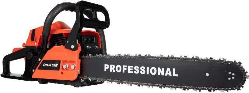Photo 1 of 20 Inch Gas Chainsaw 58CC 2.6KW Petrol Chainsaws 2-Stroke Engine Chainsaw Chain Saw Set for Cutting Wood Outdoor Home Farm Us (Red-Black)
