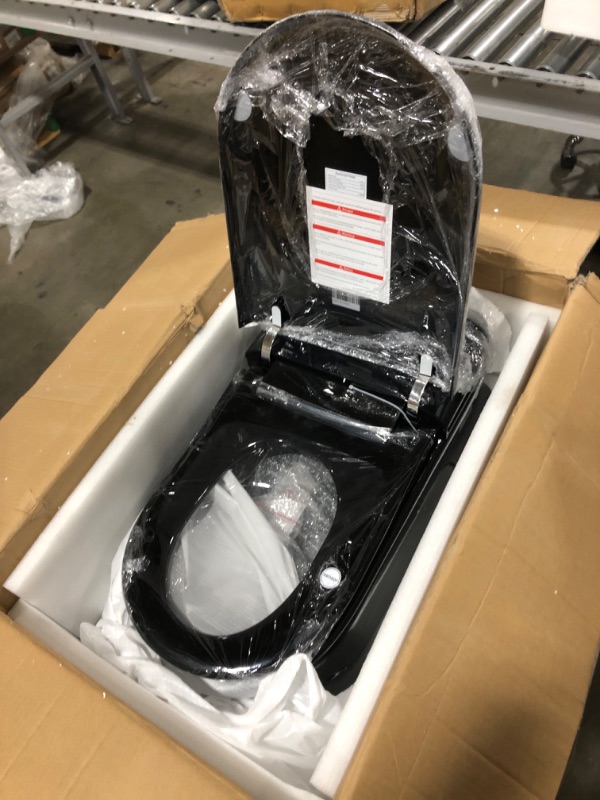 Photo 3 of Black Smart Bidet Toilet with Auto Open Lid and Auto Deodorisation, Modern Intelligent Tankless One Piece Toilet with Bidet Built In, Wireless Remote.