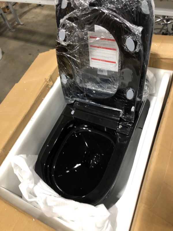 Photo 4 of Black Smart Bidet Toilet with Auto Open Lid and Auto Deodorisation, Modern Intelligent Tankless One Piece Toilet with Bidet Built In, Wireless Remote.