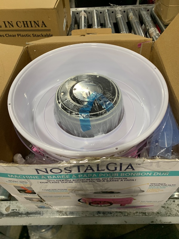 Photo 1 of Nostalgia Cotton Candy Machine - Retro Cotton Candy Machine for Kids with 2 Reusable Cones, 1 Sugar Scoop, and 1 Extractor Head – Pink