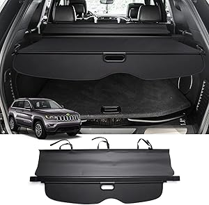 Photo 1 of Powerty Compatible with Cargo Cover Jeep Grand Cherokee 2011-2019 2020 2021 Retractable Trunk Shielding Shade Cargo Luggage Cover No Gap (Not Fit 2021 Grand Cherokee L or 2022 Grand Cherokee)