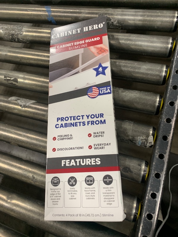 Photo 1 of Cabinet Hero Slimline Door Protector – Slip-On Plastic Edge Guard – Protect Kitchen & Drawer Fronts – Prevent Wear, Chipping, Discoloration, Cabinet Bumpers – 3/4" Thick, 18" Length – Clear, Pack of 4
