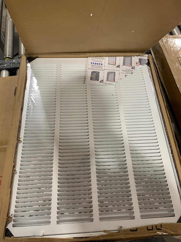 Photo 2 of Fits 20x25 Duct Opening | Steel Return Air Filter Grille by Handua [Removable Door] for 1-inch Filters | Vent Cover Grill | White | HVAC Cold Air Intake Grille | Outer Dimensions: 22 5/8"W X 27 5/8"H