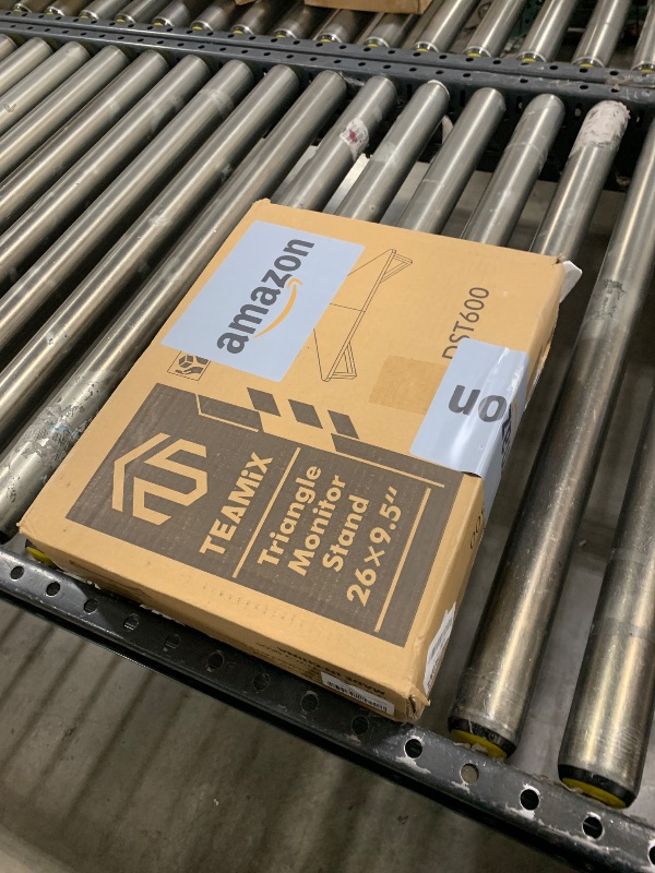 Photo 1 of TEAMIX 26 inch Triangle Monitor Stand Riser, Desktop Corner Shelf with Metal Leg Wood Computer Stand