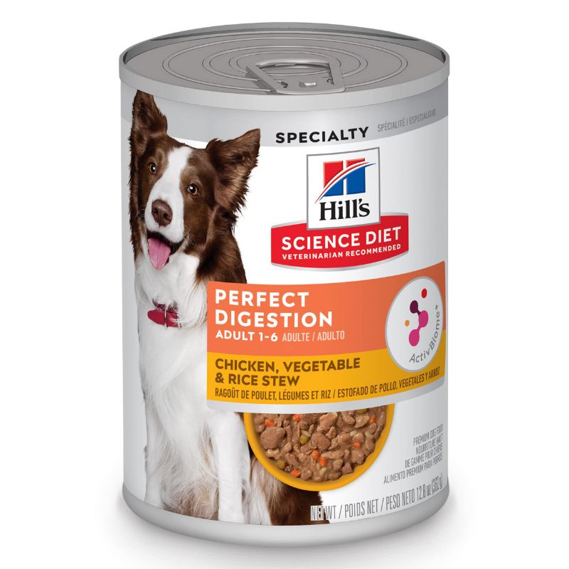 Photo 1 of Hill's Science Diet Perfect Digestion, Adult 1-6, Digestive Support, Wet Dog Food, Chicken, Vegetable & Rice Stew, 12.5 oz Can, Case of 12  (best by 09-2026)