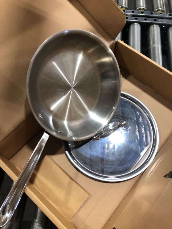 Photo 2 of All-Clad D3 3-Ply Stainless Steel Fry Pan With Lid 10 Inch, Induction Compatible, Oven Broiler Safe 600F, Fast and Even Heat, Pots and Pans, Cooking Frying Pan, Skillet, Kitchen, Cookware, Silver