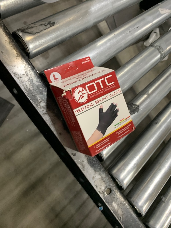 Photo 1 of OTC Resting Splint Glove, 5 Finger Semi-Rigid Splints, Open Tips, Black, Left Hand, Large