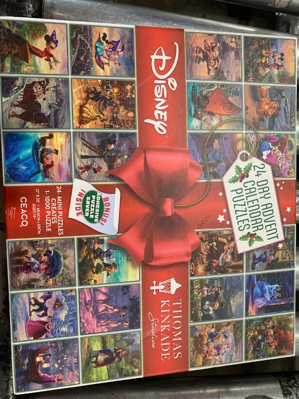 Photo 1 of Ceaco - Disney - Thomas Kinkade - 24 Days of Christmas Advent Calendar Puzzles – 24 Mini Puzzles to UNbox - 1,000 Total Pieces