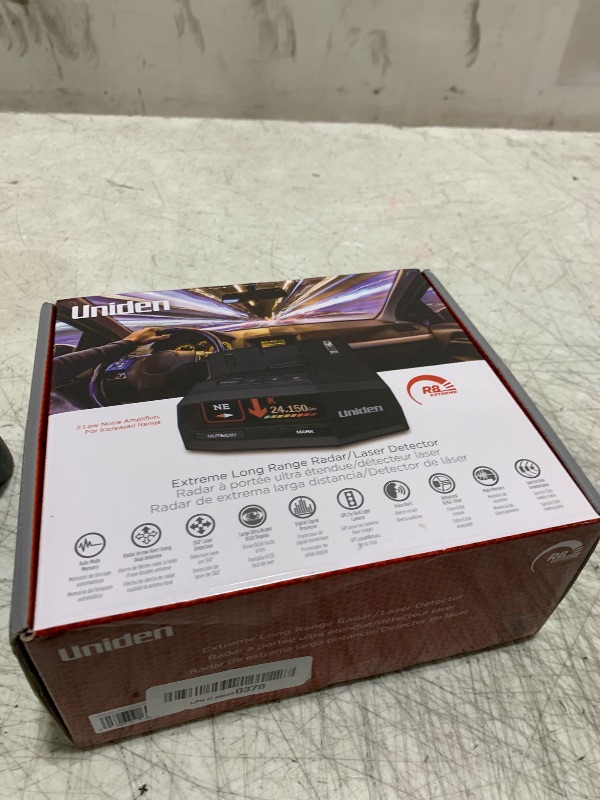 Photo 2 of UNIDEN R8 Extreme Long-Range Radar/Laser Detector, Dual-Antennas Front & Rear Detection w/Directional Arrows, Built-in GPS w/Real-Time Alerts, Voice Alerts, Red Light Camera and Speed Camera Alerts