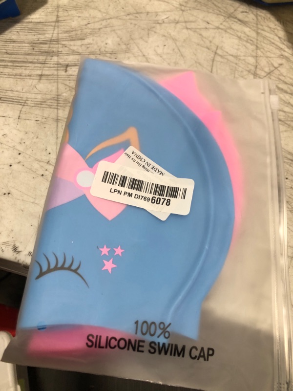 Photo 2 of 2 pcs Kids Swim Cap Silicone Swimming Cap for Boys Girls (Age 3-12) Cover Ears Waterproof Bathing Cap Keep Hair Dry Swimming Hat for Hair