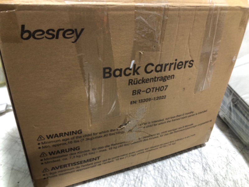Photo 1 of besrey Baby Backpack Carrier, Toddler Hiking Backpack with Removable Toddlers Dining Tray, Adjustable Straps&Waist Belt, Foldable Frame Lightweight Large Capacity Child Carrier for Hiking