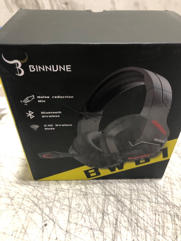 Photo 2 of BINNUNE Wireless Gaming Headset with Microphone for PC PS4 PS5, 2.4G Wireless Bluetooth USB Gamer Headphones with Mic for Laptop Computer