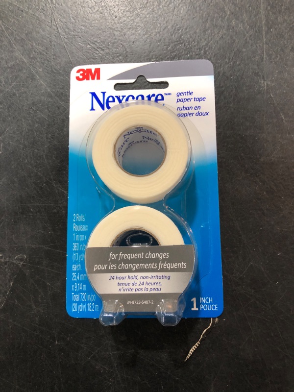 Photo 2 of Nexcare Gentle Paper Tape, Medical Paper Tape, Secures Dressings and Lifts Away Gently - 1 In x 10 Yds, 2 Rolls of Tape