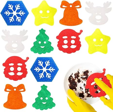 Photo 1 of 12 Pack Christmas Sponges Christmas Kitchen Decor Christmas Cleaning Sponges Cute Kitchen Scrub Sponges Santa Claus,Star,Christmas Tree Sponge Non Scratch Temperature Sensitive Scrubbing.
