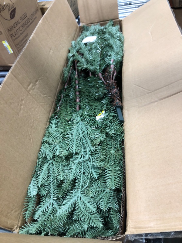 Photo 1 of 6FT Unlit Christmas Tree Fir with Hinged/Feel Real/Realistic, for Home, Holiday Decoration Green Non Prelit Artificial Christmas Tree, No Lights Foldable Base