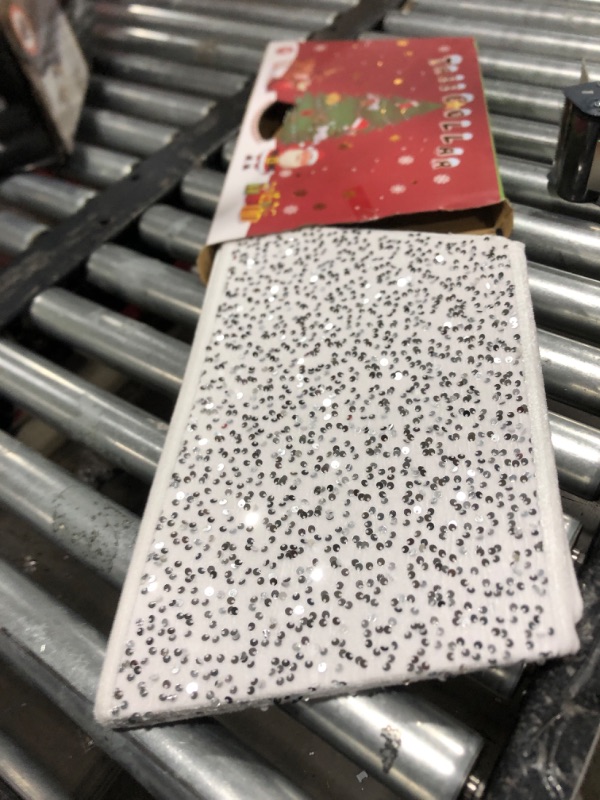 Photo 1 of TBD DECOR Christmas Tree Collar for Artificial Trees, Foldable Sequin Tree Skirt for Christmas Home Decor Xmas Tree Ring Stand Base Cover Large Size 33.5 Inch White