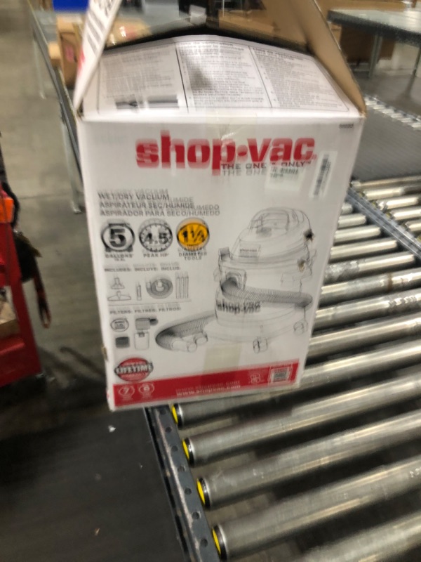 Photo 1 of Shop-Vac 5989300 Stainless Steel Wet Dry Vacuum 4.5 Peak HP Stainless Steel Wet Dry Vacuum, 1.25 Inch Diameter x 7 Foot Hose, 6 Ft Cord Length, Ideal for Jobsite, Garage, Car & Workshop