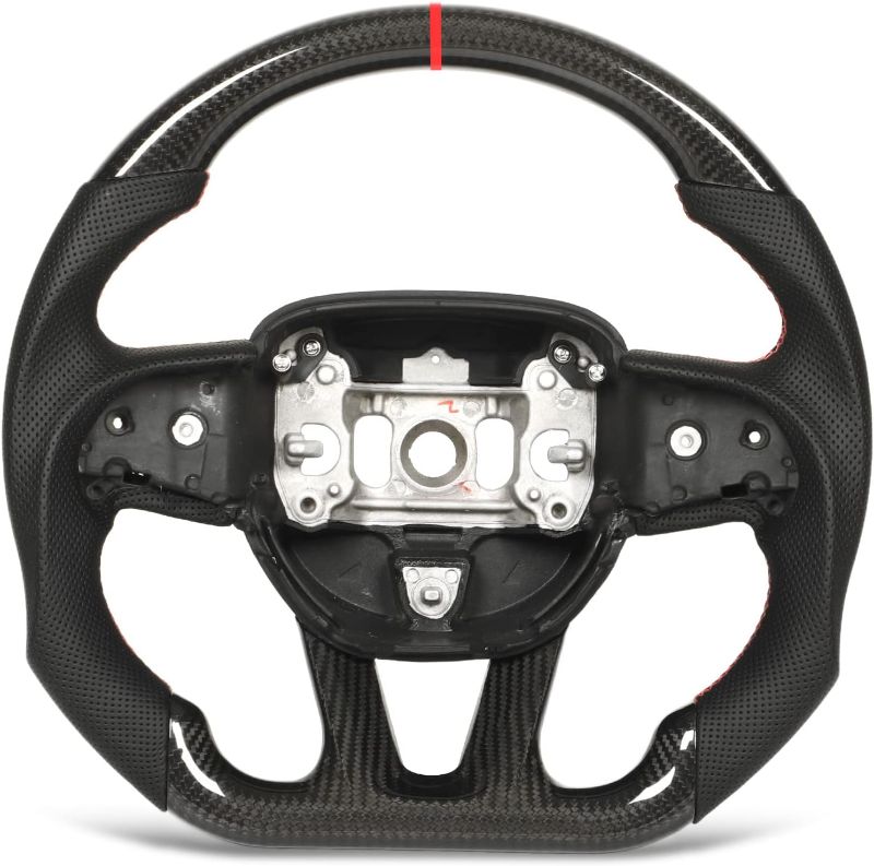 Photo 1 of Dry Carbon Fiber Steering Wheel, HandmadePerforated Leather Wheel Replacement