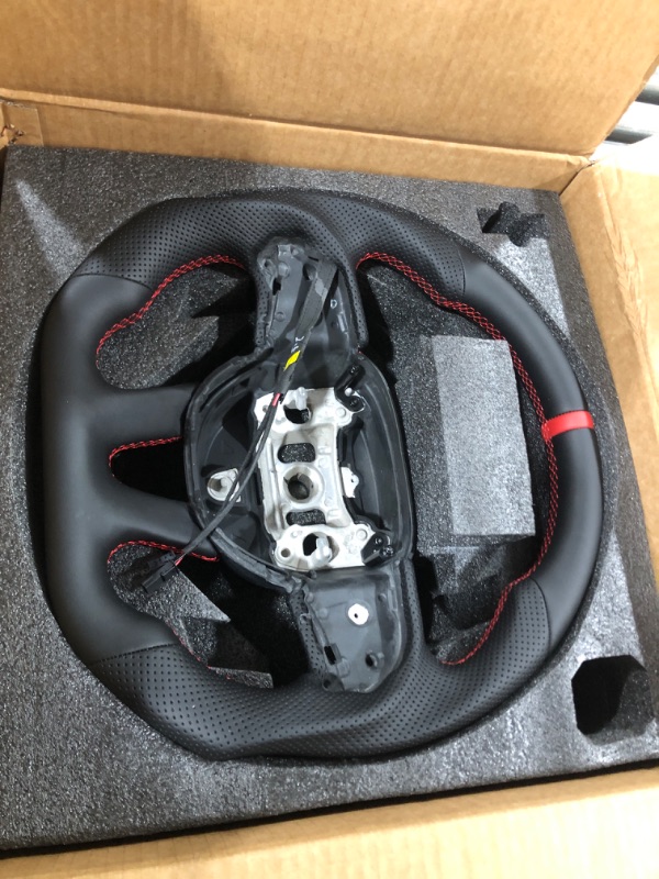 Photo 2 of Dry Carbon Fiber Steering Wheel, HandmadePerforated Leather Wheel Replacement