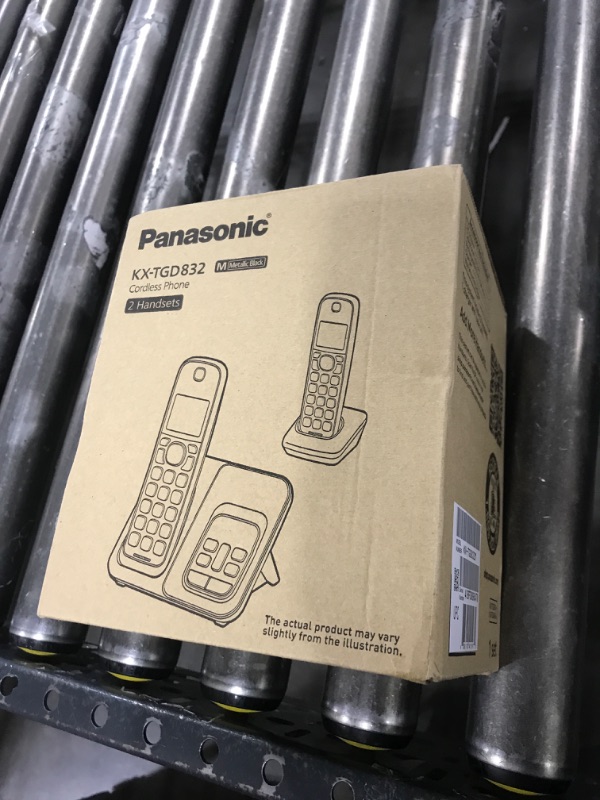 Photo 1 of Panasonic Cordless Phone with Answering Machine, Advanced Call Block, Bilingual Caller ID and Easy to Read High-Contrast Display, Expandable System with 2 Handsets - KX-TGD832M (Metallic Black)