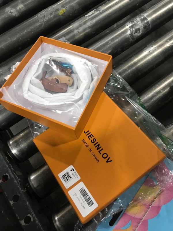 Photo 1 of jiesinlov Leather Bag Shoulder Strap Compatible with Mini Pouch,Purse Straps Crossbody Adjustable Replacement Conversion Kit Fit for Handbag (BROWN-GOLD)