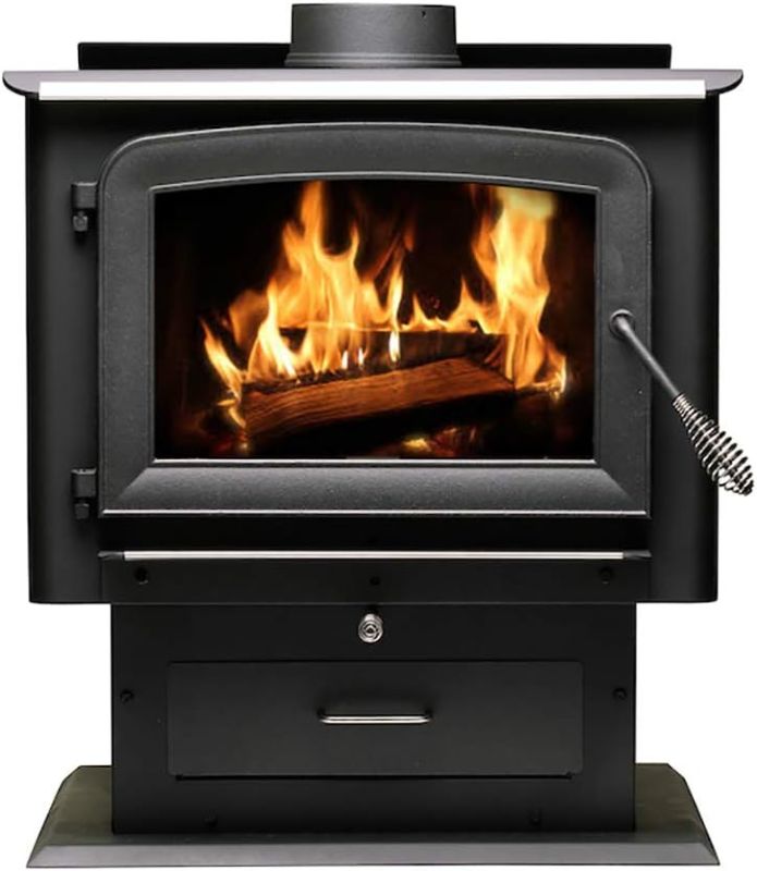 Photo 1 of Ashley Hearth AW2520E-P 2,500 Sq. Ft. EPA Certified Pedestal Wood Burning Stove, Medium, Black 