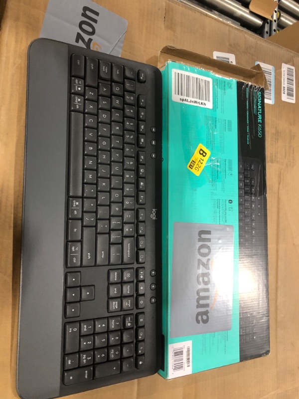 Photo 1 of Logitech Signature K650 Comfort Full-Size Wireless Keyboard with Wrist Rest, BLE Bluetooth or Logi Bolt USB Receiver, Deep-Cushioned Keys, Numpad, Compatible with Most OS/PC/Window/Mac - Graphite