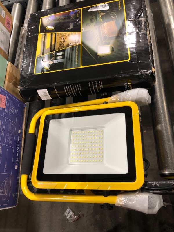 Photo 3 of 10000LM LED Work Light, Lhotse 80W Portable Flood Light with Socket & Switch, Outside Work Lights with Stand,16.4 ft Cord, 2 Brightness Modes Adjustable Worklight for Workshop Garage,Construction Site