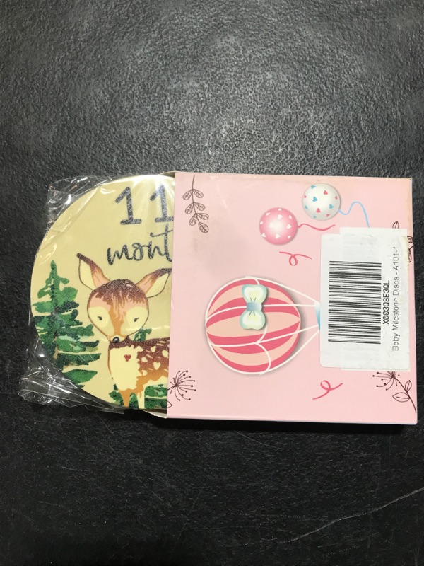 Photo 1 of Baby Monthly Milestone Wooden Circles with Announcement Sign, Jungle Animals Wooden Discs for Baby Photo Taken with Hello World Signs - 14 Sides Round Circles Signs for documenting Growth