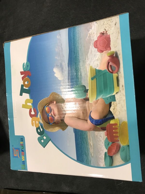 Photo 1 of Beach Toys for Kids - Sand Toys Set Includes Collapsible Sand Bucket Shovel and Sand Rake Toys for Beach 12 PCS, Sandbox Toys Sandcastle Building Kit with Waterproof Net (A)